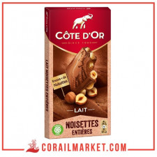 chocolat au lait noisettes entières cote d'or 180 g