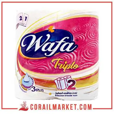 Essuie Tout 3 Plis x 2 rouleaux Triplo Wafa Essuie Tout 3 Plis x 2 rouleaux Triplo Wafa