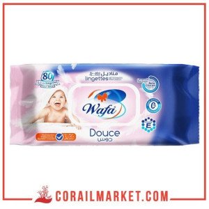 Lingettes nettoyantes parfumées  Wafa douce 80 lingettes