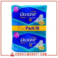 Serviettes hygiéniques awane confort 3d 18 serviettes