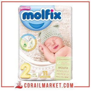 Couches bébé  Molfix N 02 (3-6 kg) 11 couches
