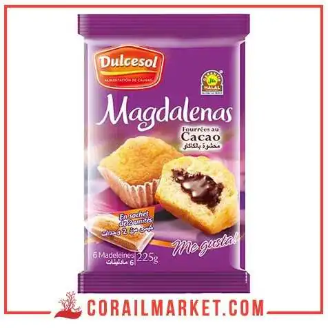 madeleine fourré crème de chocolat dulcesol 225 g madeleine fourré crème de chocolat dulcesol 225 g