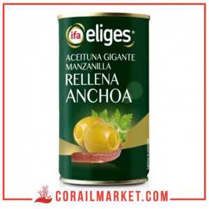 Olives vertes farcies aux anchois ifa eliges 350 g