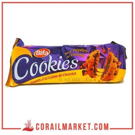 cookies fourrés à la crème de chocolat  et aux pépites de chocolat bifa 155 g