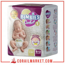 Couches bébé Bimbies confort N 01 (2-5kg) 12 couches