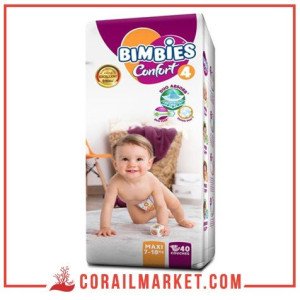 Couches bébé  Bimbies confort N 04 (7-18 kg) 40 couches