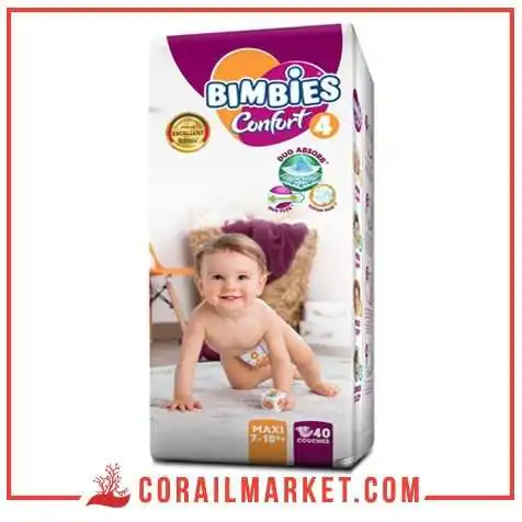 Couches bébé Bimbies confort N 04 (7-18 kg) 40 couches Couches bébé Bimbies confort N 04 (7-18 kg) 40 couches