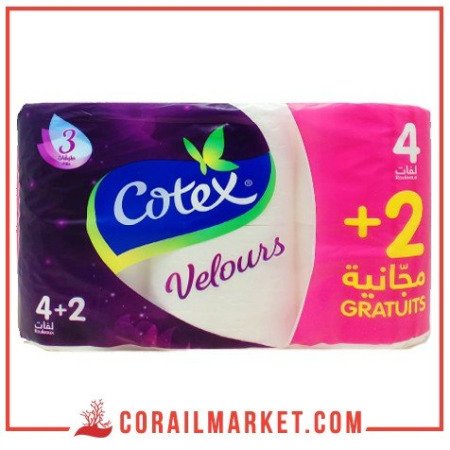 papier hygiénique  Cotex velours 4 rouleaux