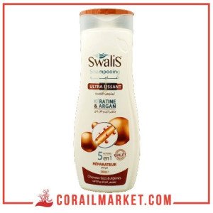 Shampoing à la kératine & argan 5en 1 réparateur swalis 330 ml