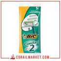 Bic Lame Rasoir À L'aloé Vera+vitamins 2 Lames Comfort, 5 Rasoirs