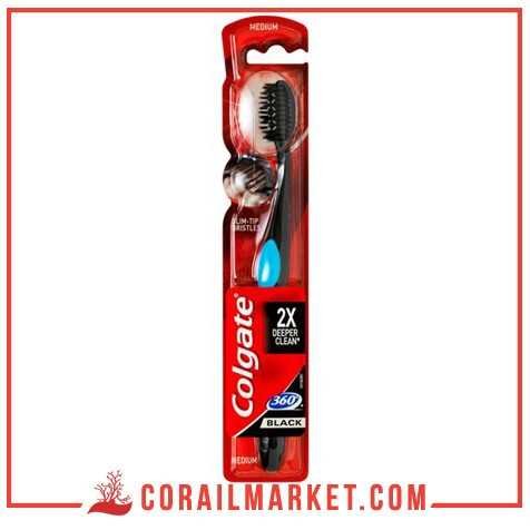 Brosse à dent medium tête flexible 360° black colgate Brosse à dent medium tête flexible 360° black colgate