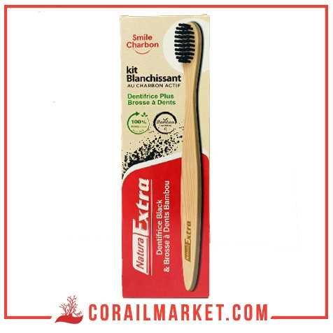 Dentifrice black et brosse à dents bambou kit blanchissant au charbon actif natura extra Dentifrice black et brosse à dents bambou kit blanchissant au charbon actif natura extra