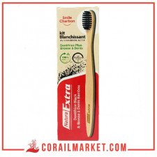 معجون أسنان أسود و فرشاة أسنان بالخيزران مبيض بالفحم النشط ناتورا إكسترا