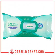 Lingettes adultes antibactériennes uni-form 60 lingettes