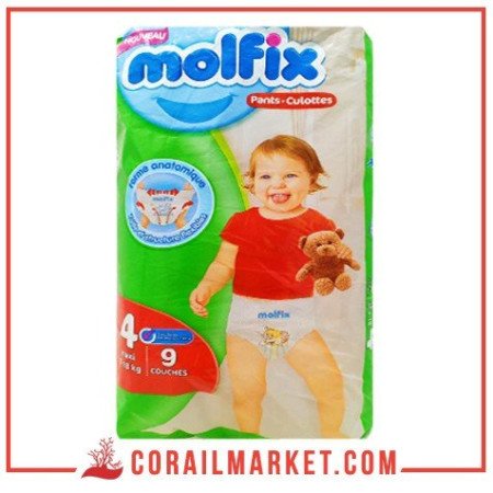 Couches bébé culottes Molfix  N 04 (7-18 kg) 9 couches