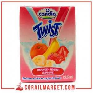 Boisson au lait orange fraise banane twist Candia 125 ml