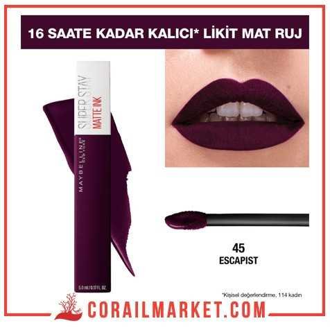 أحمر شفاه مايبلين رقم 45 إسكابيست أحمر شفاه مايبلين رقم 45 إسكابيست