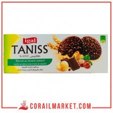 biscuit enrobé au chocolat noir et éclats de noisettes Taniss igal 165 g