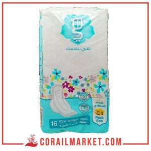 Serviette hygiénique maxi longue  Hiya 16 serviettes
