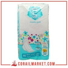 Serviette hygiénique maxi longue  Hiya 16 serviettes