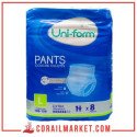 Uni-form Couches Adulte Culotte L (100-150cm) 8 Couches