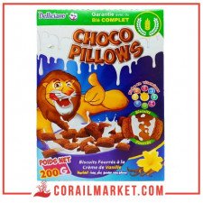 céréales fourrées crème de vanille choco pillows delliciano 200 g