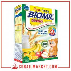 FARINE INFANTILE LACTÉE BIOMIL (blé,3 fruits) "6 MOIS" 250 G