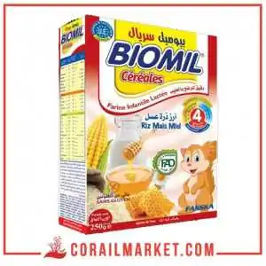 فرينة للرضع بالحليب بيوميل (ارز،ذرة،عسل)"4اشهر" 250 غ