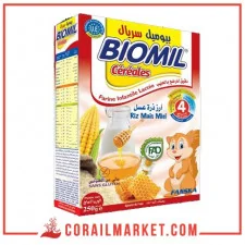 FARINE INFANTILE LACTÉE BIOMIL (RIZ,MAIS,miel) "4 MOIS" 250 G