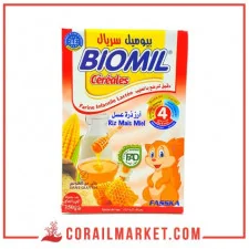 FARINE INFANTILE LACTÉE BIOMIL (RIZ,MAIS,miel) "4 MOIS" 250 G