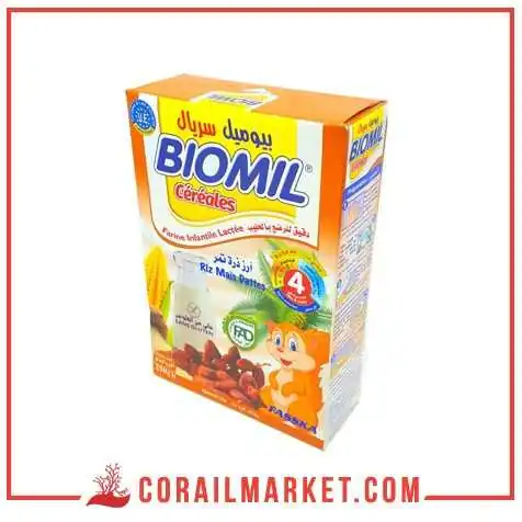فرينة للرضع بالحليب بيوميل (ارز،ذرة،تمر)"4اشهر" 250 غ فرينة للرضع بالحليب بيوميل (ارز،ذرة،تمر)"4اشهر" 250 غ