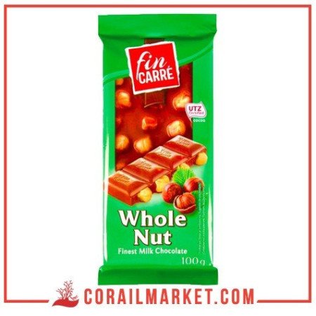 CHOCOLAT aux noisettes entiers fin carré 100 g
