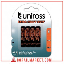 pile alkaline uniross extra heavy duty Pack 4 – AAA