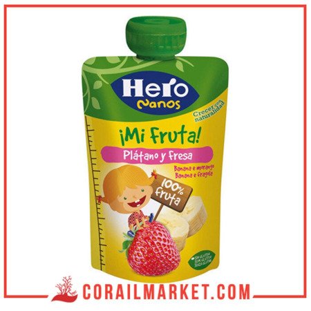 HERO compote banane, fraise et pomme sans gluten dès 12 mois 100 g