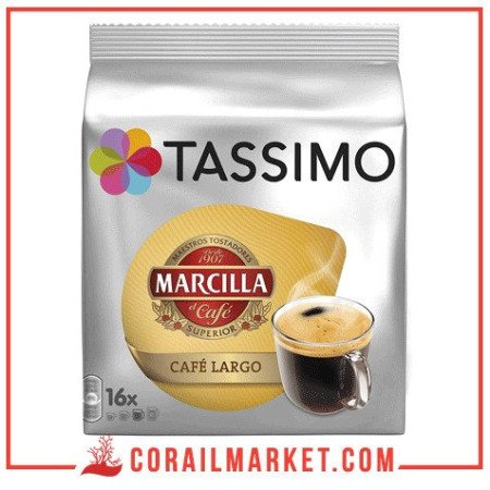 TASSIMO Café Dosettes Compatibles Tassimo café long marcilla 16 Dosettes