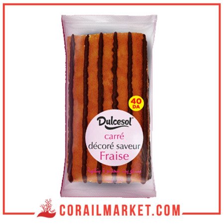 Dulcesol Génoise Carré Décoré Saveur Fraise 65 G