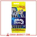 Gillette blue3 lot de 5 rasoirs jetables pour homme 4+1