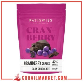 Patiswiss Dragée aux canneberges enrobée de chocolat noir 100g