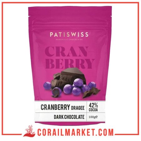 Patiswiss Dragée aux canneberges enrobée de chocolat noir 100g