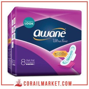 Serviette hygiénique Awane Ultra Fine Longue 8 serviettes