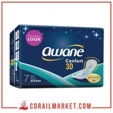 Serviette hygiénique Awane Confort 3D Nuit 7 serviettes