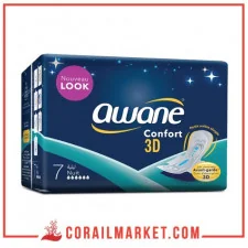 Serviette hygiénique Awane Confort 3D Nuit 7 serviettes