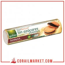 biscuit SANDWICH FOURRÉ AU CHOCOLAT NOIR SANS SUCRES gullon 250 g