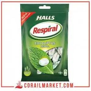 Bonbons sans gluten goût Eucalyptus menthe respiral halls 150 g