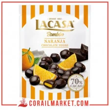 Bonbons chocolat noir 70% à la crème d'orange lacasa 125 g