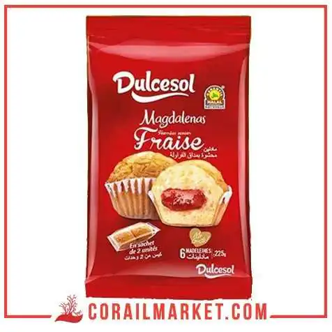 madeleine fourré crème de fraise dulcesol 225 g madeleine fourré crème de fraise dulcesol 225 g